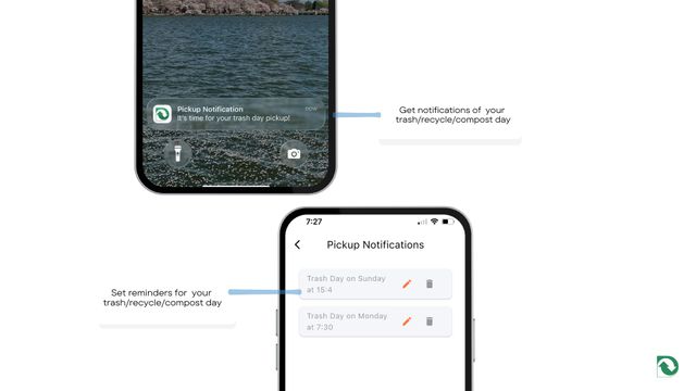 Waste disposal reminders feature on Deep Waste app