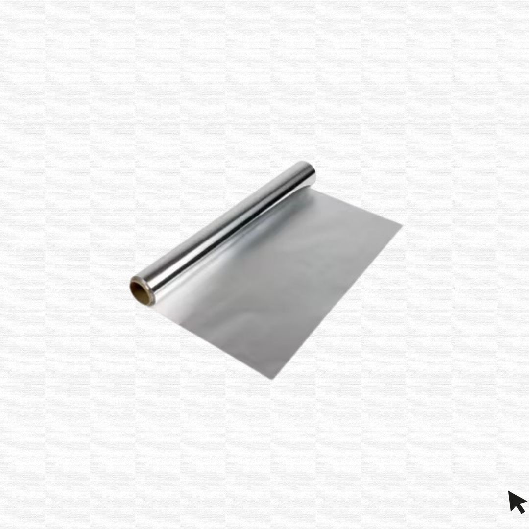 A crumpled roll of kitchen aluminum foil