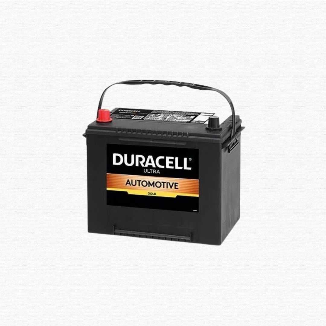 A heavy-duty automotive terminal lead-acid vehicle engine battery.
