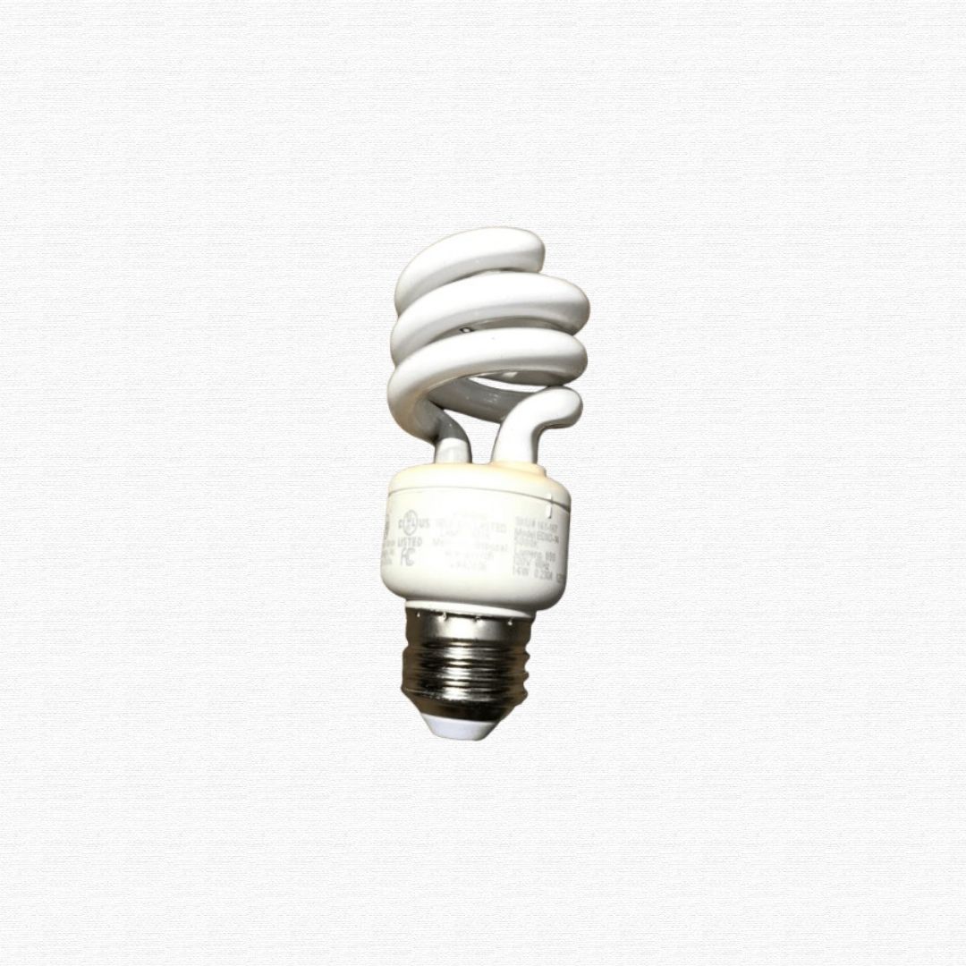 A spiral twisted compact fluorescent lightbulb