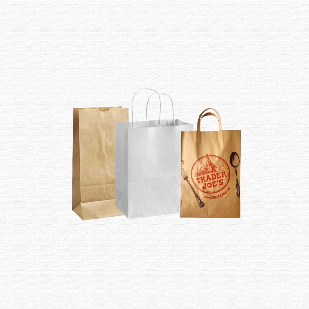 Brown kraft paper shopping bags with handles