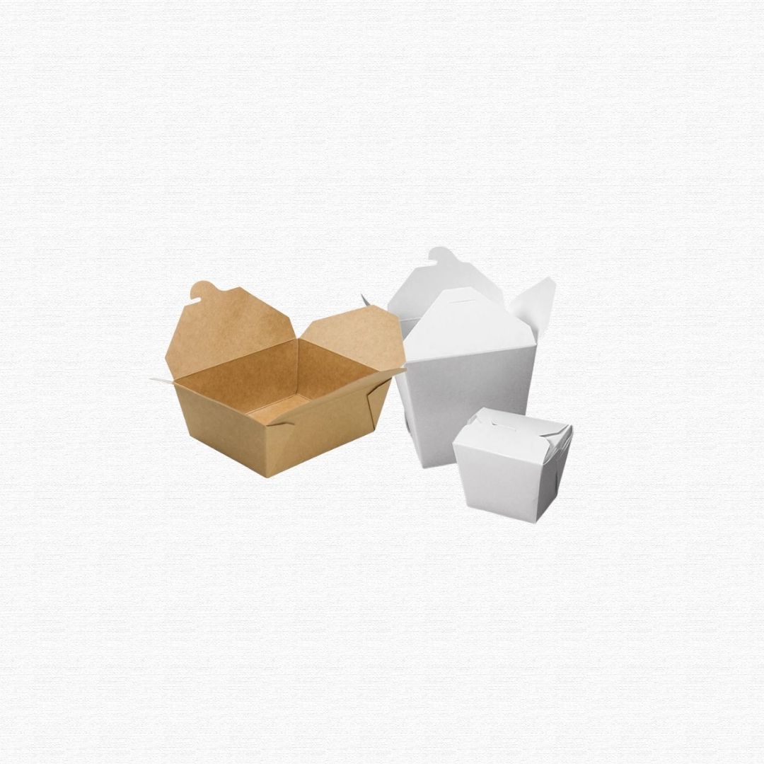 Folded brown kraft paper takeout food boxes
