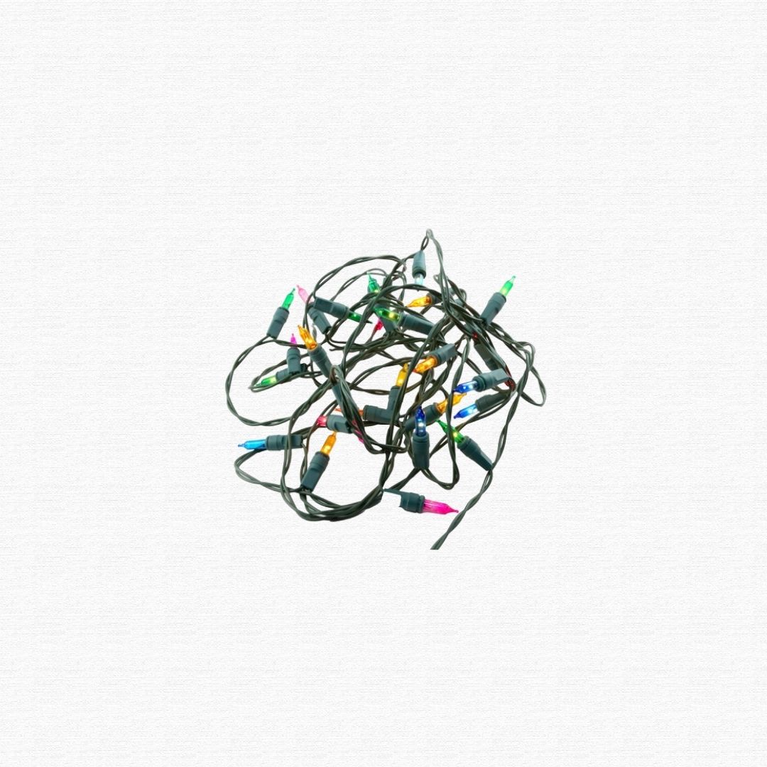 Tangled holiday holiday string lights and small bulb wires